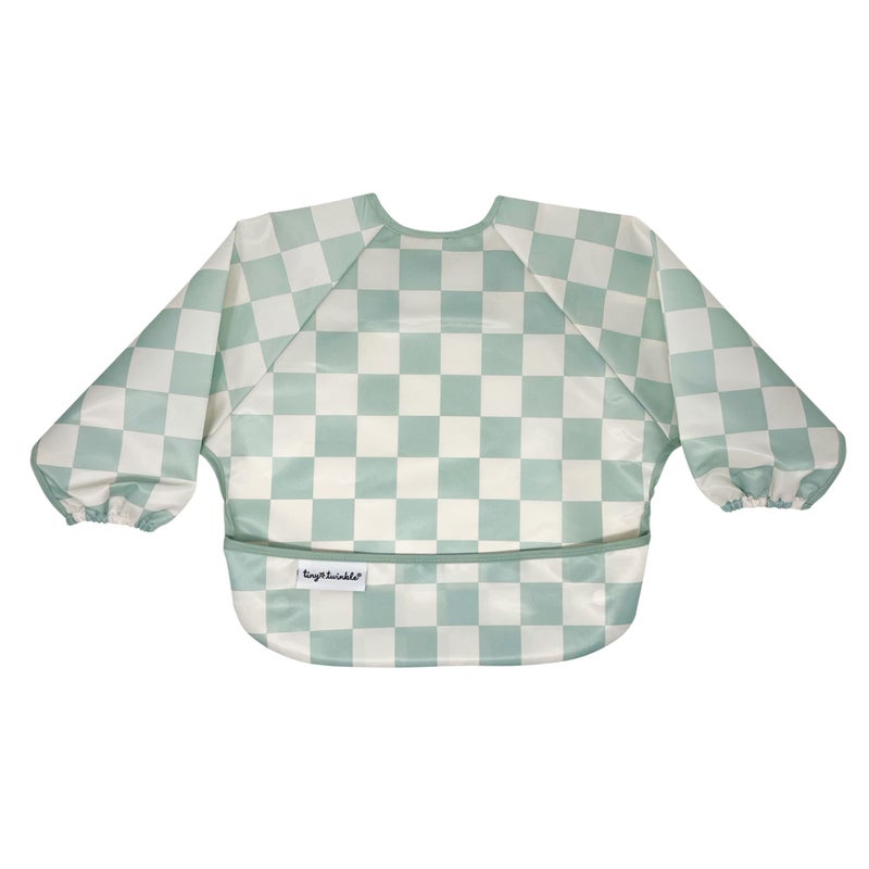 Tiny Twinkle Long Sleeve Bib for Babies & Toddlers - Waterproof Smock Bib for Eating - Machine Washable & Mess-Proof, Baby Feeding Essential & Shower Must-Have(Checkers Sage, 6-24M) - Image 4